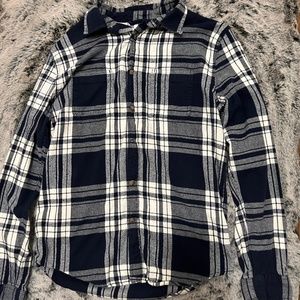 Aeropostale Blue and White Flannel Button Down | Size small